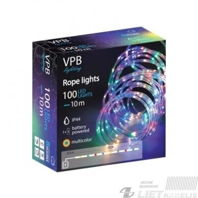 ELektrinė girlianda 100LED, RGB, 3XAA, 10m, IP44, VPB