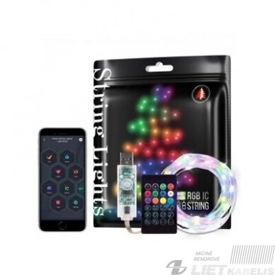 ELektrinė girlianda 500LED RGB ,Bluetooth ,balsu,pultelis, 5M 2