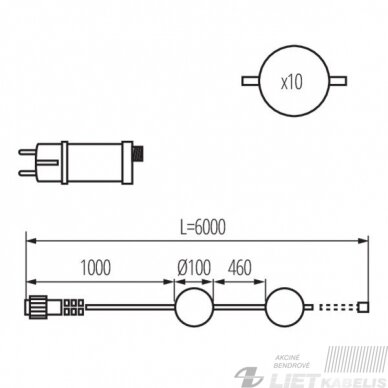 Elektrinė girlianda LED STONO MILK 10W, 2500K, balti burbulai, 6m, IP44/67, KANLUX 5