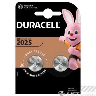 Elementas diskinis CR2025, 3V, Duracell