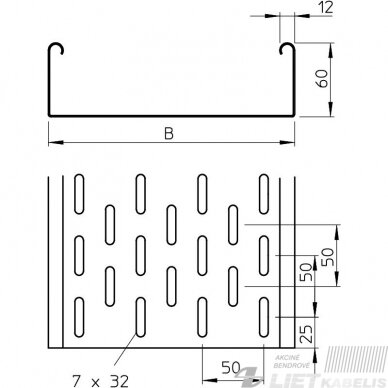 Instaliacinis kanalas  metalinis perforuotas 100H60/3 SKS 610 FT, OBO 2