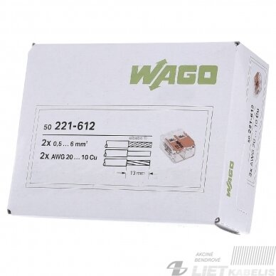 Jungtis 221-612, 2x0,5-6mm² 32A, Wago 2