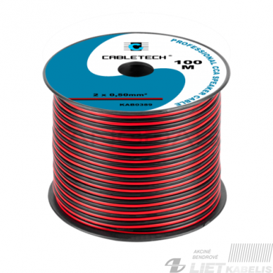 Kabelis garsiakalbiams CCA 2x0.5mm² J/R KAB0389, Cabletech