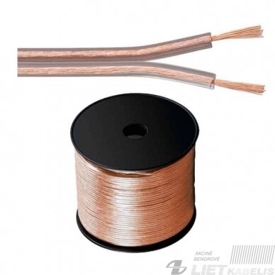 Kabelis garsiakalbiams CCA 2x0.75 skaidrus, KAB0356, Cabletech