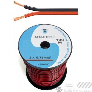 Kabelis garsiakalbiams CCA 2x0.75mm² J/R KAB0390, Cabletech