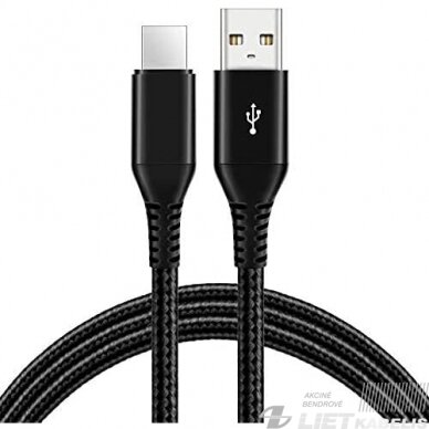 Kabelis USB 60W, micro USB, nylon, 1m, Data Cable