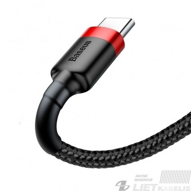 Kabelis USB2.0 A kištukas - USB C kištukas, 1.0m QC3.0 su nailoniniu šarvu raudonas/juodas BASEUS 2