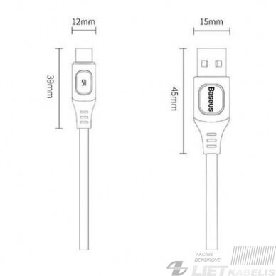 Kabelis USB2.0 A kištukas USB C kištukas 2,0m iki5A, BASEUS 4