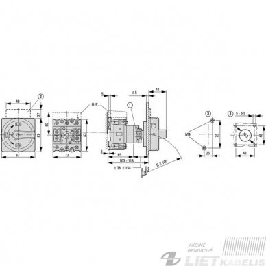 Kirtiklis panelinis  VCD02, 3P, 100A,  geltona/raudona rankena, Eaton 2