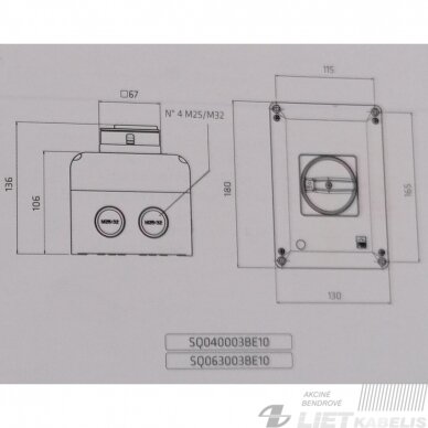 Kirtiklis su dėžute SQ063003BE10 3P 63A su raudona rankena GG 2