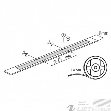 LED juosta 10W/m, 12V, 4000K, 1m/950lm, IP65, KANLUX 3