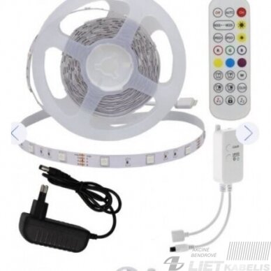 LED juosta 12W, 12V RGB adapteris +BT+valdiklis IP20, OPTONICA 3