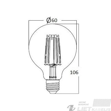 LED lempa filamentinė  8W, E27, 2700K, 806lm, dimeriuojama, Braytron 3