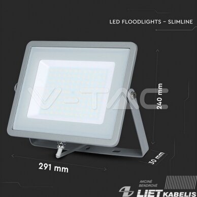 LED prožektorius SMD 100W, 4000K, IP65, juodas, V-TAC 2