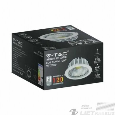 LED šviestuvas 30W, 4000K, 3100Lm, įleidžiamas, IP20, V-Tac 2