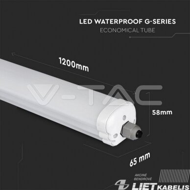 LED šviestuvas 36W, 4000K, 4320LM, 120cm, IP65, V-TAC 2