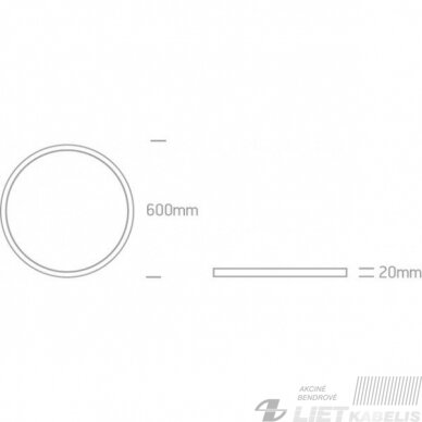 Led šviestuvas 48W, 4000K, 4000lm, 1200mA, dimeriuojamas, ⌀60cm, ONE Light 3