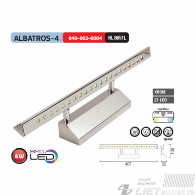 LED šviestuvas ALBATROS 4W, 4200K, 360lm, IP20, Horoz Electric 2