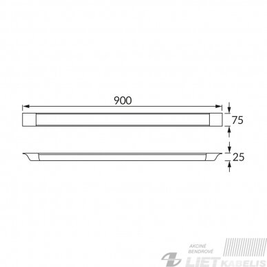 LED šviestuvas  FLAT 30W, 4000K, 31400lm, virštinkins, 90cm, IP42, STRUHM 2