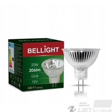 Lempa halogeninė 20W, 190lm, GU4, MR11, 12V, mini, BELLIGHT