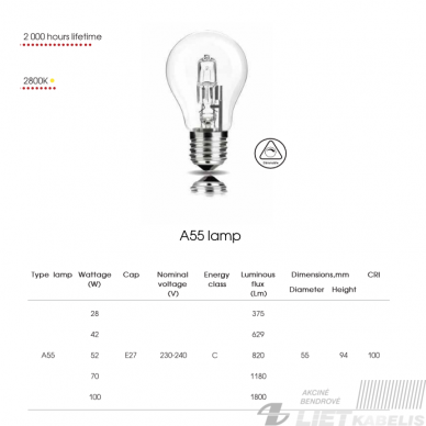 Lempa halogeninė  42W, E27, 230V, Bellight 2