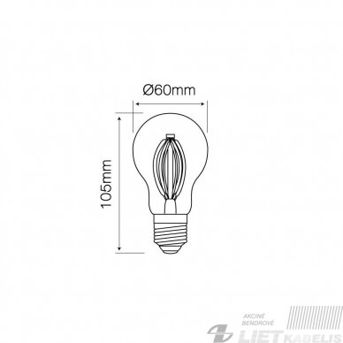 Lempa LED filamentinė 6W, E27, 2700K, 806lm, LEDline 2