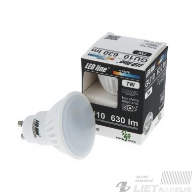 Lempa LED 7W, GU10, 1000lm, 4000K, keramikinė, LEDline