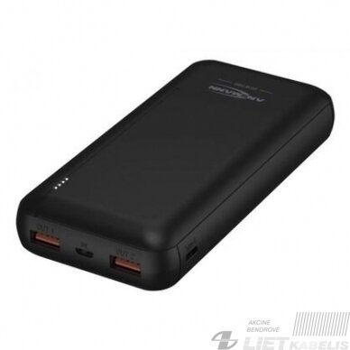 LiPo išorinis akumuliatorius (Powerbank) 20000mAh 20W 2xUSB + USB C QC3.0 PD juodas ANSMANN 2