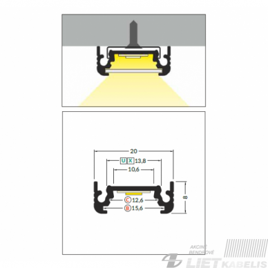 Profilis LED juostai juodas SURFACE10 BC/UX, 3m, Topmet 2