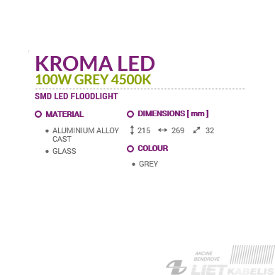 Prožektorius LED 100W, 4200K, 8280LM, IP65, STRUHM 2