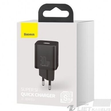 Sieninis įkrovikis Super Si 30W USB-CQC greitas įkrovimas, Baseus