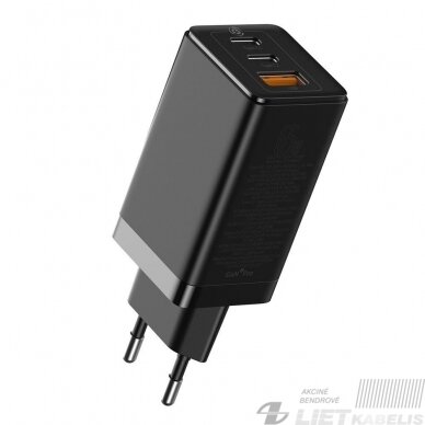 Sieninis įkroviklis GaN2 Pro65W USB+2xUSB-C+PD3.0, Baseus