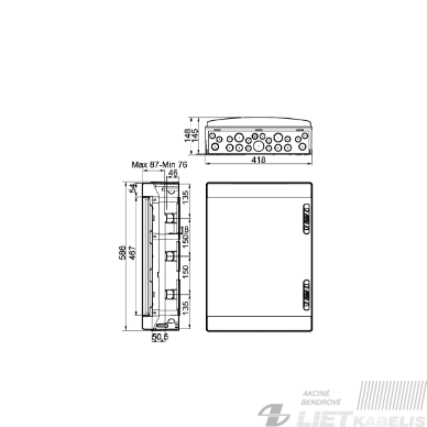 Skydas 54modulių CND54PT/RR ABS virštinkinis, IP65, IDE Electric 2