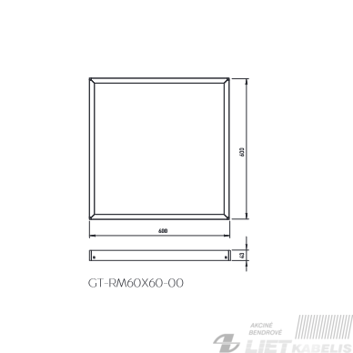 Šviestuvo rėmas, virštinkiniam montavimui 600x600mm Eurolight 2